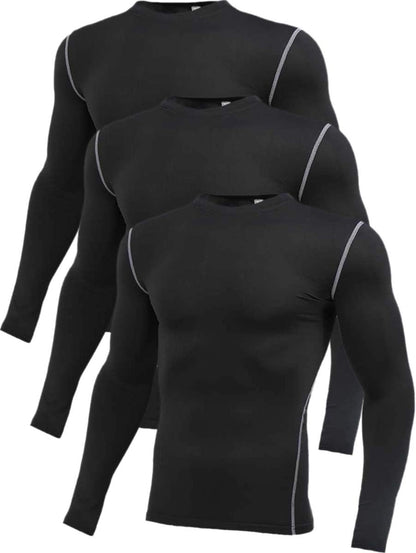 5 or 3 Pack Compression Shirts for Men Long Sleeve Athletic Workout Baseball Undershirt Football Base Layer