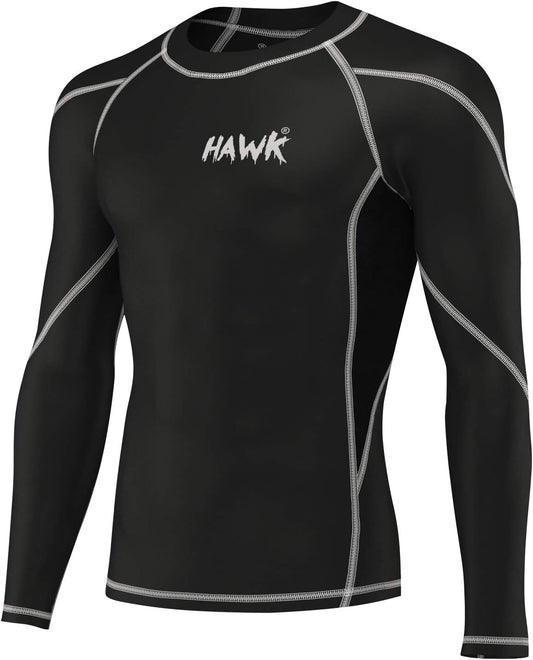 Mens Compression Shirts Base Layer Athletic Gym MMA BJJ Rash Guard No Gi Full Long Sleeve Rashguard Shirt for Men