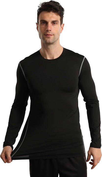 5 or 3 Pack Compression Shirts for Men Long Sleeve Athletic Workout Baseball Undershirt Football Base Layer